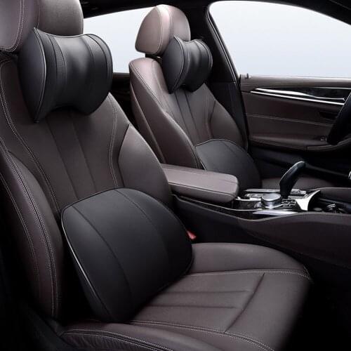 Car Headrest Pillow Car Lumbar Support Pillow Breathable Memory Foam Neck Pillow Pu Leather Car Seat Headrest Car Head Restraint