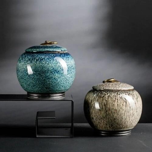 Porcelain Tea Storage Can Pu'Er Packaging Box Solid Color Ceramic Tea Caddy Moisture-Proof Coffee Seald Containers Candy Jars