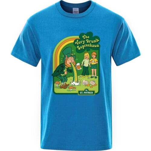 The Very Drunk Leprechaun Comics Print T-Shirts Men Fashion Casual Tops Hip Hop Summer Tshirt Fashion Loose Mens Tee Clothing