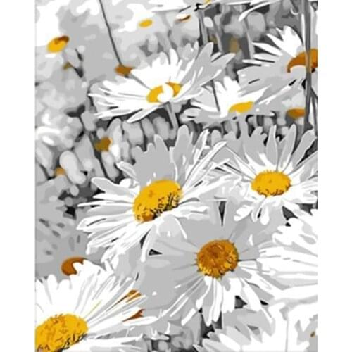 GATYZTORY 40x50cm Frame Painting By Numbers White Flower Handpainted Unique Gift For Adults Oil Picture Home Decor Artcraft