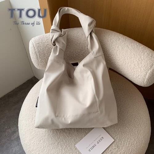 Simple Style Canvas Womens Shoulder Bag Korean Large Capacity Ladies Handbags Bag Female Solid Color Shopping Crossbody Bag