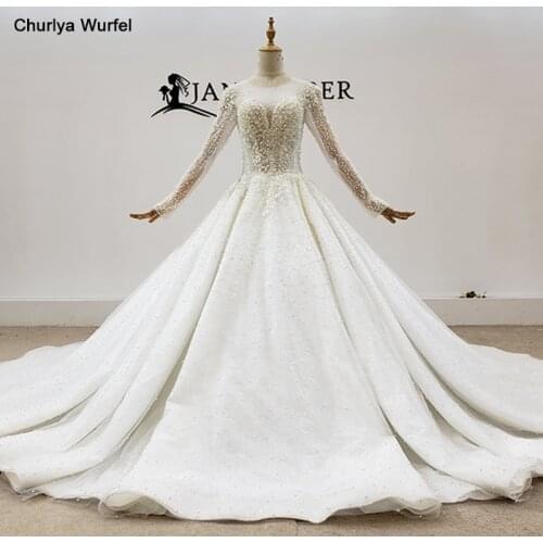 HTL1793 Luxurious White Sweetheart With Long Sleeve Pearls Wedding Dress 2020 Sequined Ball Gowns платье на свадьбу