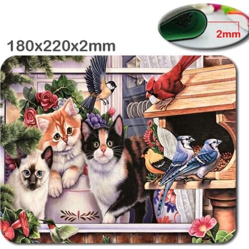 Custom Lovely The cat and the bird Anti Slip Comfort Gaming Mouse Pad - Durable Office Accessory Gift 220mm*180mm*2mm