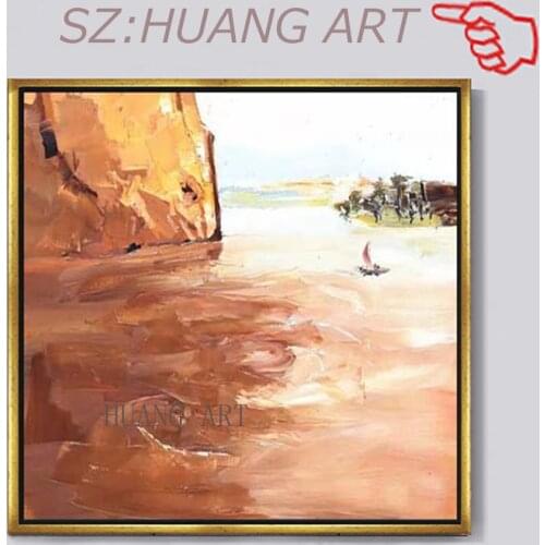 New Chinese style hand-painted oil paintings of Huang Shi are original large-scale murals that decorate home walls of high qual