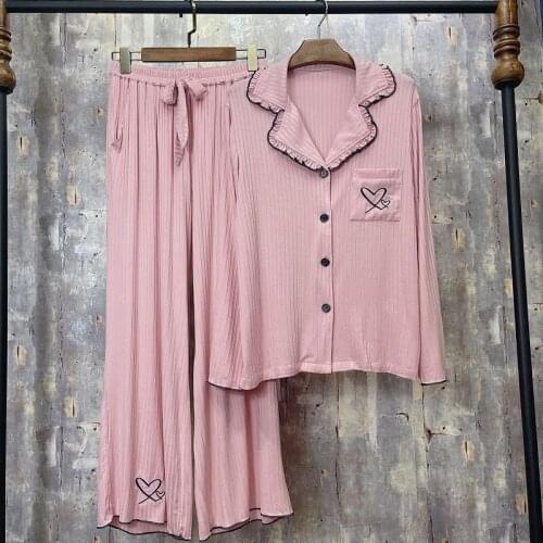 New autumn and winter modal cotton suits, casual trousers and long-sleeved pajamas, loose and comfortable home wear