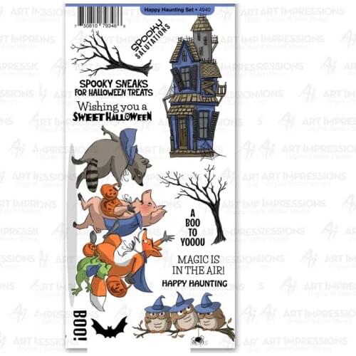 Halloween Happy Haunting Set Clear Stamps Scrapbooking Stencil For Decor Stamp DIY Greeting Card Album Handmade 2021 Party Decor