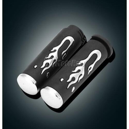 1 Pair Motorcycle Black Flame 1" Hand Bar Grips Grip Set For Suzuki Intruder Volusia VS 700 750 800 1400 1500 Boulevard C50 C90