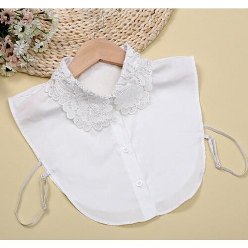 Linbaiway Women Shirt Fake Collar White False Collar Tie Detachable Collar Lapel Blouse Top Half Shirt Decor Clothes Accessories