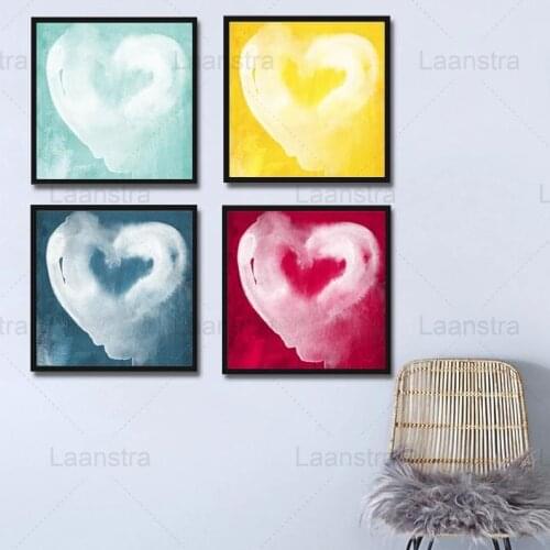 Sweet Heart Shaped Clouds Wall Art Nordic Posters Colorful Love Heart Canvas Painting Modern Home Decor for Living Room Bedroom