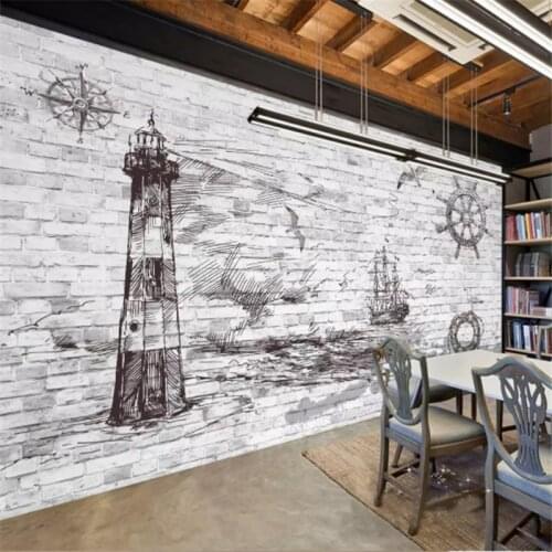 Custom mural wallpaper retro European nautical culture brick Wallpaper 3d bar Cafe restaurant mural wall papers home decor