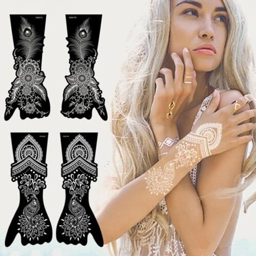 New Indian Arab Henna Rose Lace Flower peacock Tattoo Stencil Women DIY Body Arm Art Airbrush Painting Mandala Template Tattoos