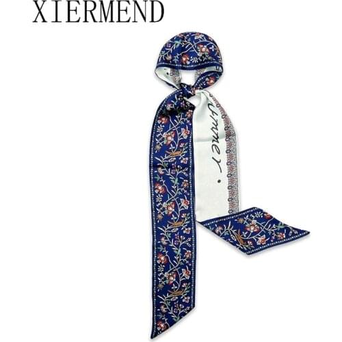 2021 new Spring summer scarves ins small floral scarf French hair band narrow slender little ribbon women scarf