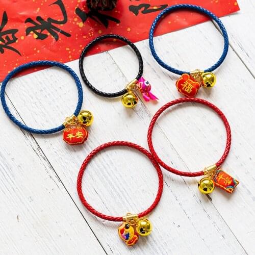 New Years Collar, Leather Rope, Pet Traction, Anti-lost Cat Bell Accessories, Small Puppy Collar