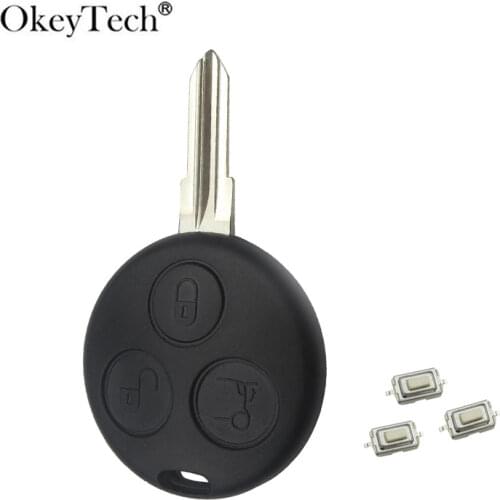 OkeyTech 3 Button Replacement Car Key Shell For Mercedes Benz SMART Fortwo 450 Forfour Roadster Case Cover Fob With Micro Switch