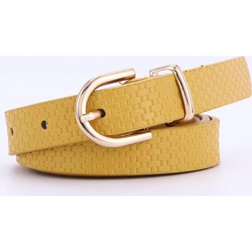 Women Gold Belt New Metal Buckle Belts For Women Pu Pin Buckle Waistband Female Jeans Designer