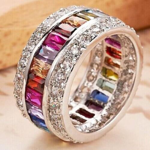 Luxury Romantic Zircon Wedding Engagement Round Circle For Women Jewelry Ring Couple Rings