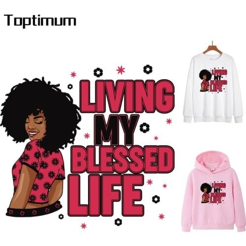 Lady Blessed Beyong Thermo Transfer Sticker On Clothes Vogue Iron On Patches For Clothing DIY Washable T-shirt Clothes Sticker