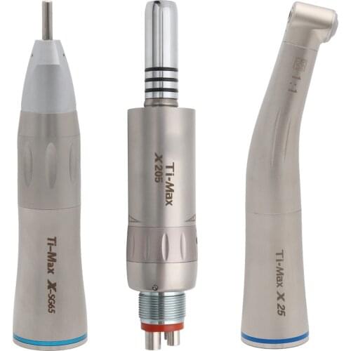 Ti-Max Style Dental Low Speed Handpiece Straight Nose Contra Angle Air Motor Midwest 4Holes Air Turbine Inner Water Spray