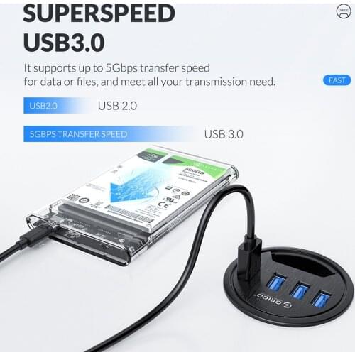 ORICO DESK-4U 5Gbps High Speed USB HUB Splitter Multi USB 3.0 Ports Desk Mount Adapter for PC Tablet Phone