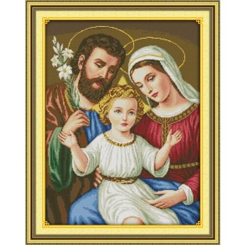 Everlasting Love Jesus Family Chinese Cross Stitch Kits Ecological Cotton Stamped Printed 11CT DIY Wedding Decoration For Home