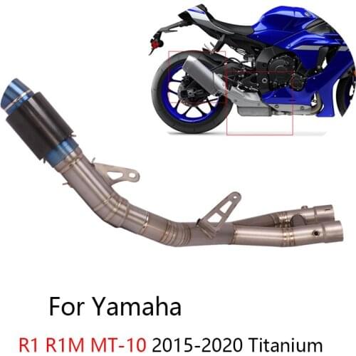 For Yamaha R1 R1M MT-10 2015-2020 Exhaust Pipe Motorcycle Delete Catalyst Mid Tube Slip-on Muffler Escape No DB Killer Titanium
