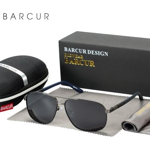 BARCUR Pilot Retro Sunglasses Stainless Steel Frame Rubber Temple Women Polarized Men Sun Glasses Driving UV400 Protection
