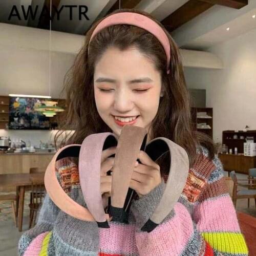 AWAYTR New Solid Stain Headband Non-slip Wide Hair Hoops Elegant Candy Color Simple Women Hairbands Hair Accessories