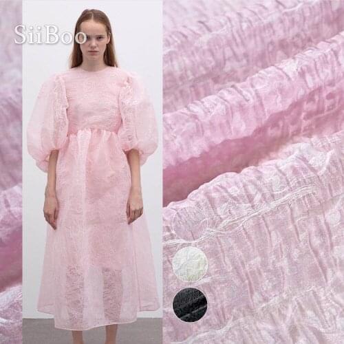 Siiboo 3D solid color brocade fabric with french romantic fairy airy texture for summer women dress Tissu jacquard tulle sp6201