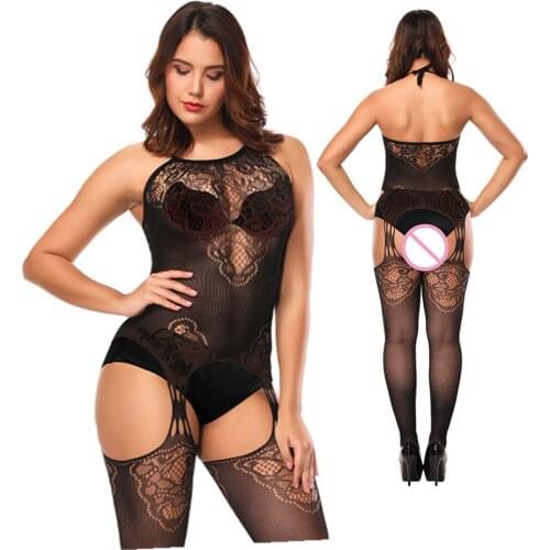 Women Open Crotch Bodystockings Sexy Lingerie Bodysuit Fishnet Babydoll Bodysuits Female Erotic Underwear Intimates Mesh Pajamas