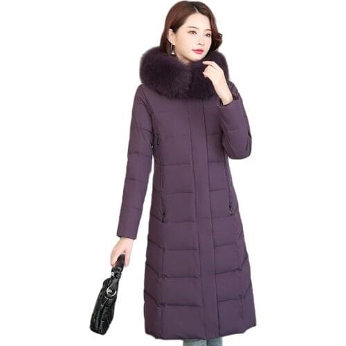 Women Winter Hooded Faux Fur Collar Big Pocket X-Long Windproof Coat Moms Puffer Jacket Cotton Padded Parkas Outwear Overcoat