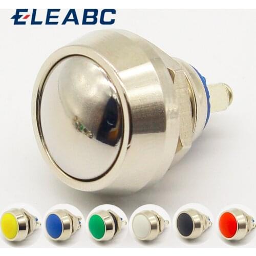 1pcs 12mm Waterproof Momentary Round Stainless Steel Metal Push Button Switch Car Start Horn Speaker Bell Automatic Reset