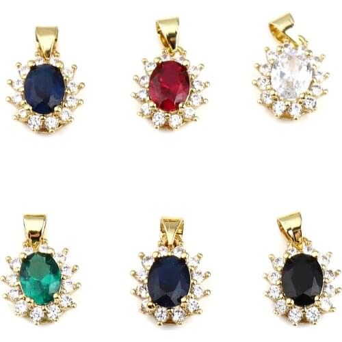 Copper Charms Gold Color Metal Flower Multicolor Rhinestone Pendants DIY Making Women Wedding Party Jewelry 19mm x 11mm,1Piece