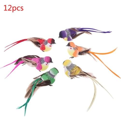 12 Pcs Artificial Foam Feather Simulation Bird DIY Party Crafts Ornament Props Home Garden Wedding Decoration