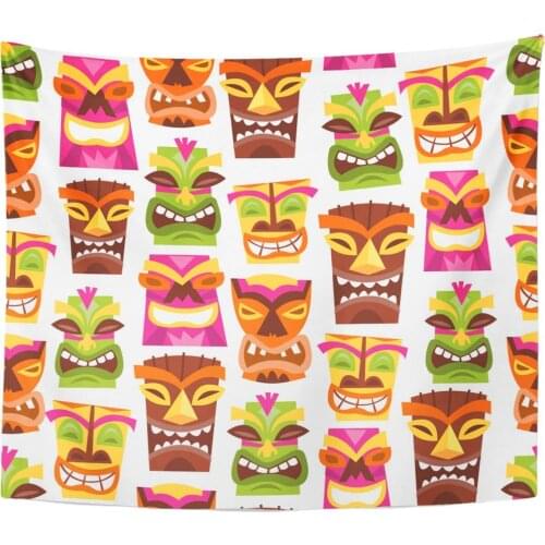 1960S Retro Inspired Cute Hawaiian Luau Party Tiki Tapestry Home Decor Wall Hanging for Living Room Bedroom Dorm 50x60 inches