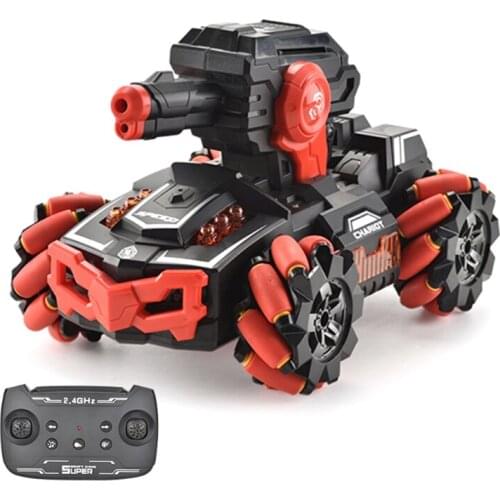2.4GHz 360 Degree Rotation Drifting RC Military Vehicle Toy Tank Stunt Car Gift for Kids Outdoor Game RC Battle Truck