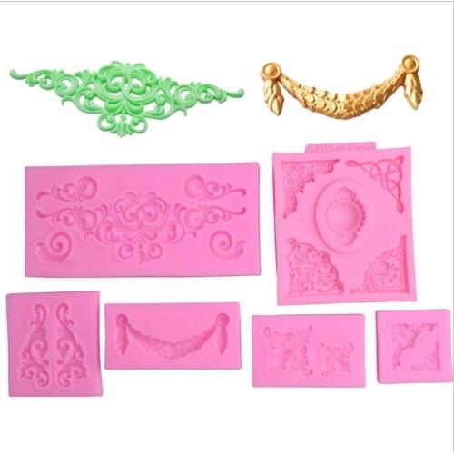3D Craft Baroque Scroll Relief Silicone Mold Cake Decorating Tools Fondant Chocolate Candy Gumpaste Mold Cupcake Frame Baking