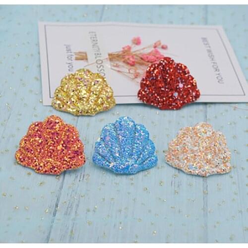 4.8*4cm 30pcs/lot Colorful shell patch diy Padded Applique For Children clothing Headdress Accessories free shipping