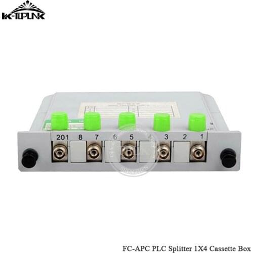 5pcs FTTH 1*4 FC APC PLC splitter Cassette box 1*4 splitter Fiber Optical Coupler Cassette Box PLC Splitter Card Module Insert