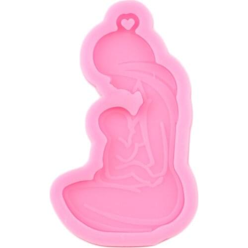 Shiny Breastfeeding Mother Baby Silicone Molds DIY Resin Epoxy Keychains Mould Jewelry Key Ring Pendant Decoration