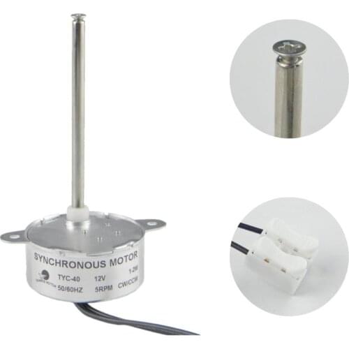 CHANCS TYC-40 AC 12V Small Synchronous Gear Motor 5RPM CW/CCW Inner-screw Shaft Shaft Length 7.4cm for Christmas decoration