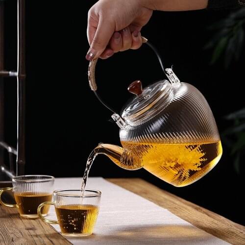 Teapot heat-resistant glass teapot tea set Chinese tea set pot coffee filter 1100ml durable kettle tea kettle tea infuser