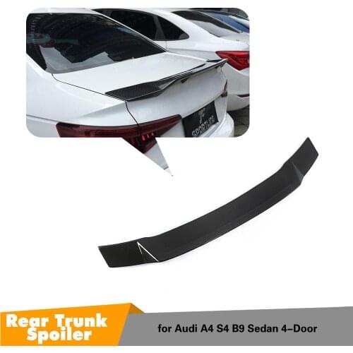 Black Carbon Fiber Rear Boot Spoiler Wing Trunk Spoiler Wing for Audi Audi A4 S4 B9 Sedan 2017-2019