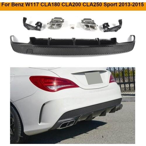 Car Rear Bumper Diffuser Lip With Exhaust Tips For Mercedes Benz W117 CLA180 CLA200 CLA220 CLA250 Sport Sedan 2014 2015