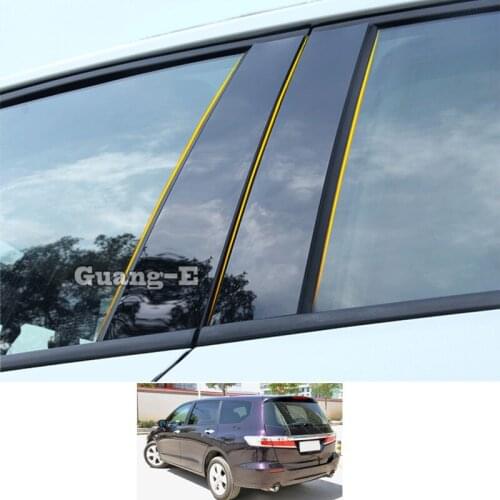 For Honda Odyssey 2009 2010 2011-2014 Car PC Material Pillar Post Cover Door Trim Window Piano Black Molding Sticker Plate Parts
