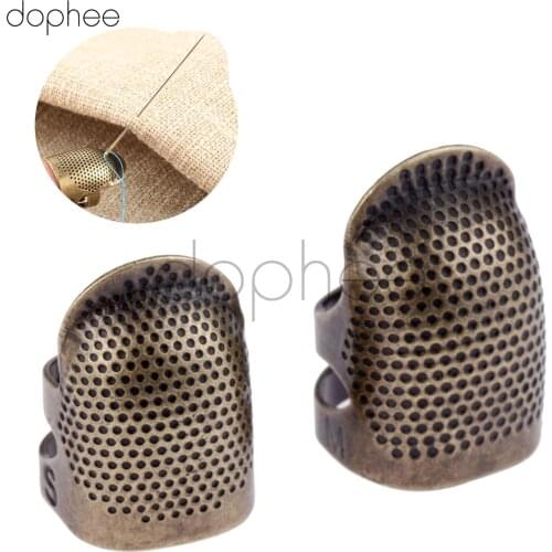 Dophee 1pcs Antique Hard Metal Brass Sewing Thimble Needles Finger Protector For DIY Sewing Tools Accessories