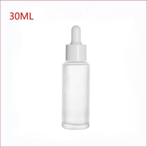 30ML Frost Glass Dropper Bottle white Lid Empty Cosmetic Packaging Container Vials Essential Oil Bottles 100pcs/lot