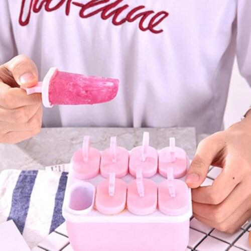 8 Cells Round Shape Ice Cream Mold DIY Handmade Dessert Fruit Maker Reusable Tray Popsicle Home Ice Cream Maker