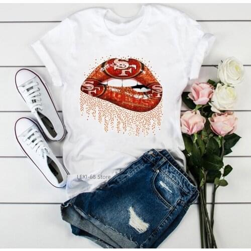 2021 hot sale summer tops for women Sexy gold tassel lips print t-shirt female summer tops harajuku shirt tshirt femme