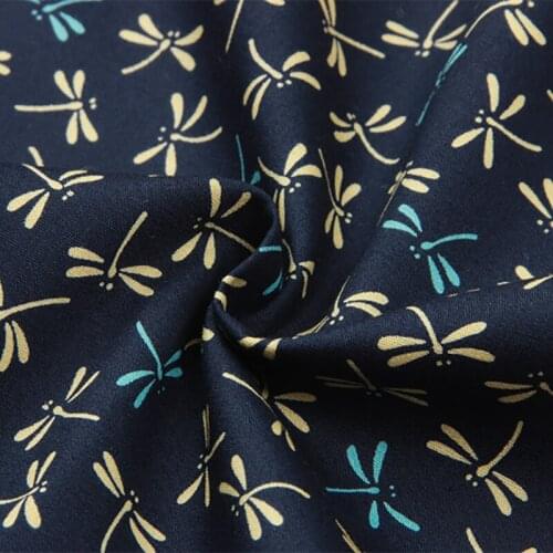 45cmx110cm Navy Blue Dragonfly Kimono Japanese Wind Style Cotton Fabric Patchwork Cloth Sewing Clothing Crafts Diy Material