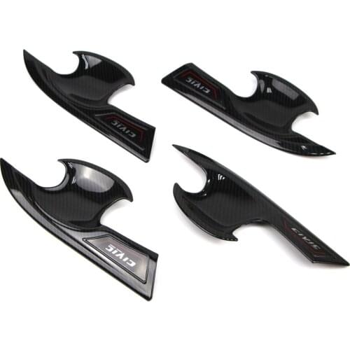 4Pcs Door Handle Bowl Cover Black Carbon Fiber Style Exterior Trim For Honda Civic 2016 2017 2018 ABS Plastic